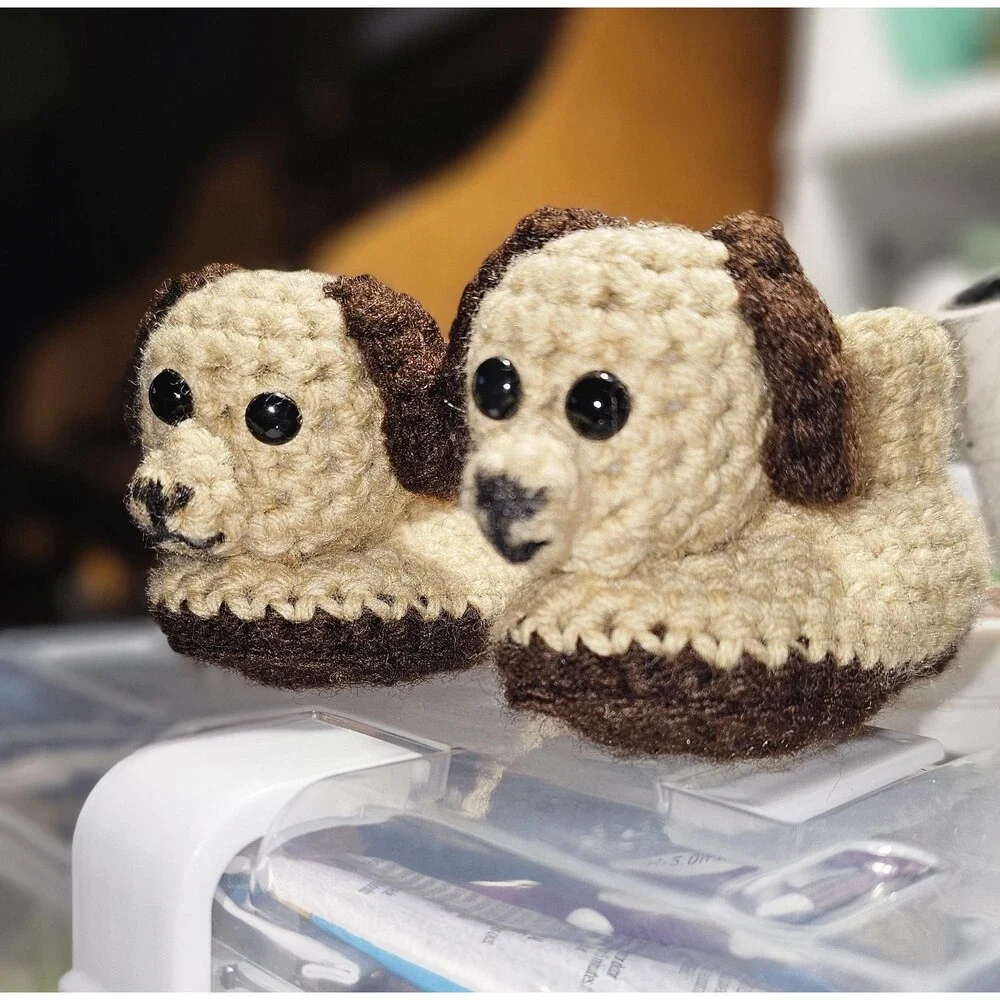 Crochet Puppy Baby Booties | Felt-Lined Dog Newborn Slippers (0-3 Months)